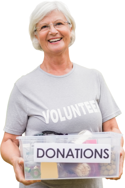 Transparent Background of Happy Elderly Woman Holding Donation Box - Download Free Stock Videos Pikwizard.com