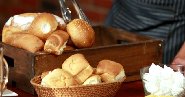 Assorted Bread and Pastries in Wooden Box and Basket - Download Free Stock Images Pikwizard.com