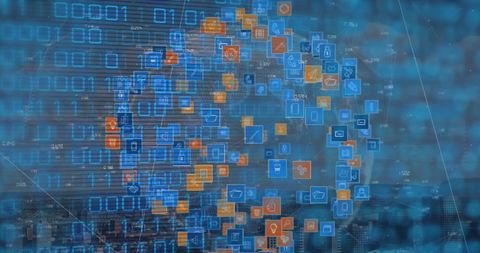 Conceptual Digital Globe with Icons and Binary Code - Download Free Stock Images Pikwizard.com