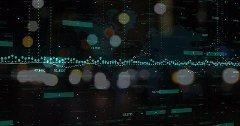 Abstract Financial Data Visualization Amidst City Lights