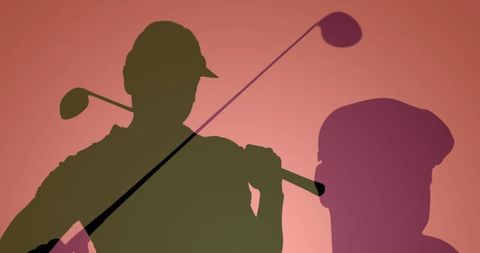 Stylish Golf Player Silhouettes with Clubs on Pink Background - Download Free Stock Images Pikwizard.com