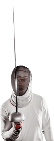 fencer practicing in full gear with sword on transparent background - Download Free Stock Videos Pikwizard.com