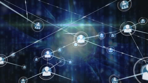 Futuristic Global Network with User Icons Over Dark Digital Background
