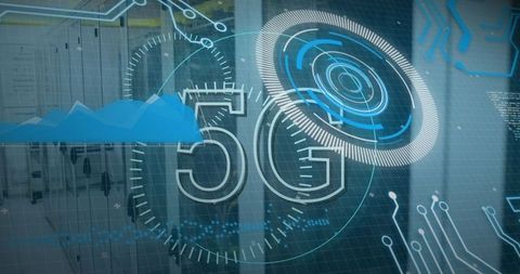 Holographic 5G Display in Data Center with Digital Elements - Download Free Stock Images Pikwizard.com