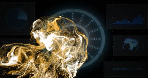 Futuristic Digital Data Processing with Fiery Elements - Download Free Stock Images Pikwizard.com