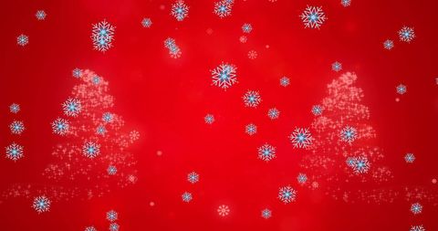 Festive Snowflakes on Red Background Depicting Holiday Spirit