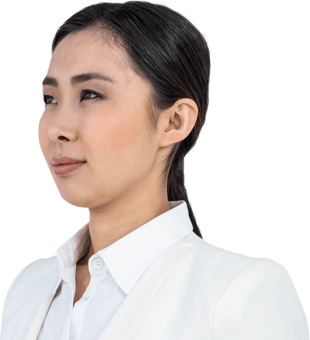Confident Businesswoman Looking Away Portrait on Transparent Background