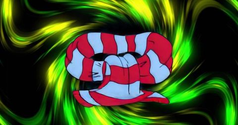 Vibrant snake-like form in neon energy vortex abstract