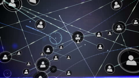 Digital Network Connections with User Icons Overlay
