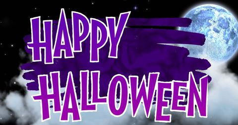 Happy Halloween Greetings with Full Moon and Night Sky