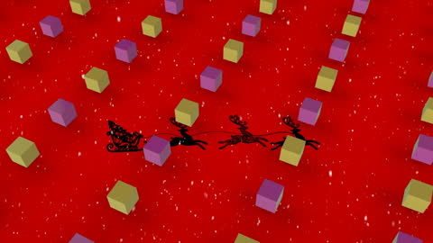 Digital Animation of Santa and Reindeer with Falling Snowflakes