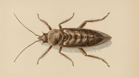 Vintage Scientific Illustration of Cockroach on Aged Paper