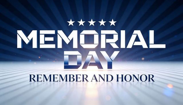 Memorial day tribute honoring fallen heroes with stars reflective typography radiant glow