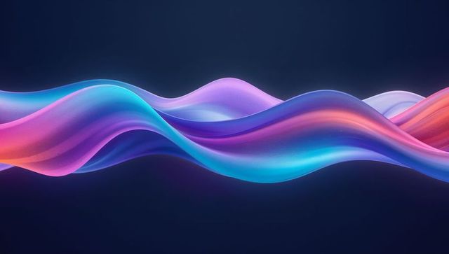 Flowing Multicolor Silk Waves Creating Vibrant Gradient Ribbons on Deep Navy Canvas