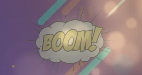 Comic Style Boom Text with Geometric Shapes