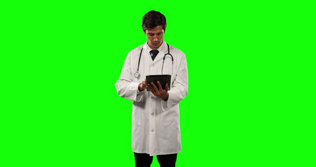 Doctor Using Digital Tablet on Green Screen - Download Free Stock Images Pikwizard.com