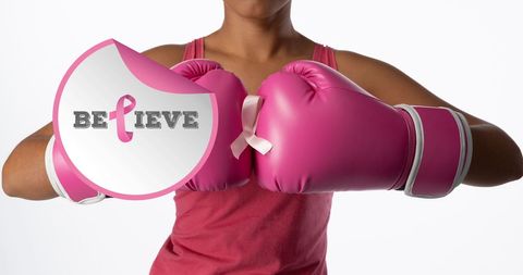 Empowering breast cancer awareness with strong female boxer