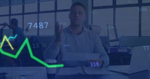 Business Professional Analyzing Digital Holographic Financial Chart