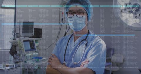 Digital Interface with Asian Surgeon in Hospital