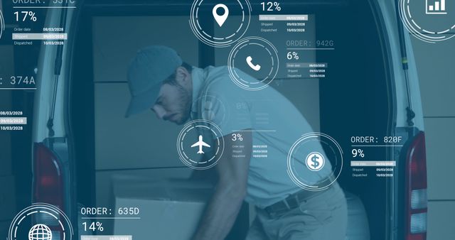 Logistics Worker Tracking Deliveries Using Futuristic Technology Interface - Download Free Stock Images Pikwizard.com