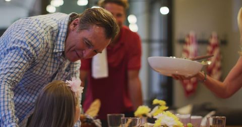 Family Meal Preparation with Multigenerational Caucasian Family During Pandemic