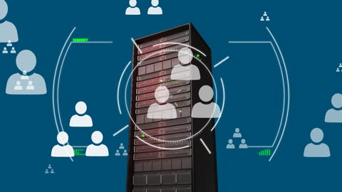 Interconnected Digital Server with Social Media Networking Icons