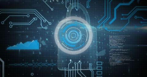 Digital Security Visualization with Lock and Circuit Elements - Download Free Stock Images Pikwizard.com