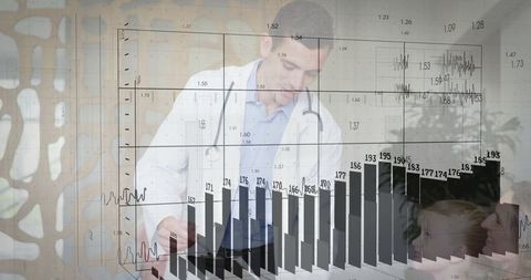 Doctor Analyzing Data with Modern Medical Technology Interface