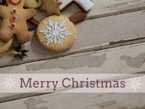 Christmas holiday cookies on vintage wooden background
