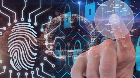 Fingerprint and Padlock Icons Symbolizing Cybersecurity