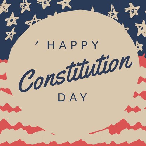 Celebratory constitution day card with stars & stripes graphic