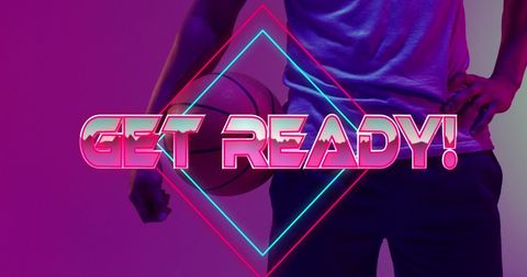Basketball Player Neon Diamonds Get Ready Text - Download Free Stock Images Pikwizard.com