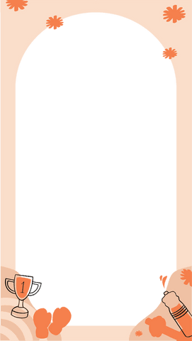 Transparent arch frame with flowers, trophy, and artful elements