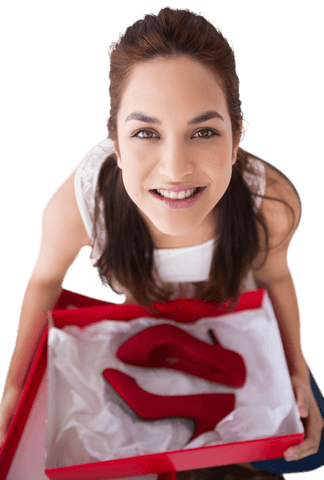 smiling woman holding red high heels on transparent background - Download Free Stock Videos Pikwizard.com