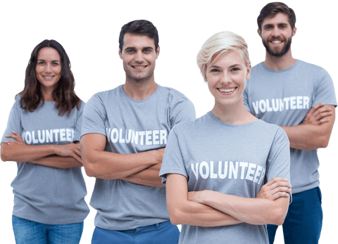 Caucasian Volunteers Smiling on Transparent Background