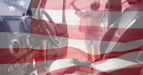 Women's Beach Vacation Embracing American Spirit