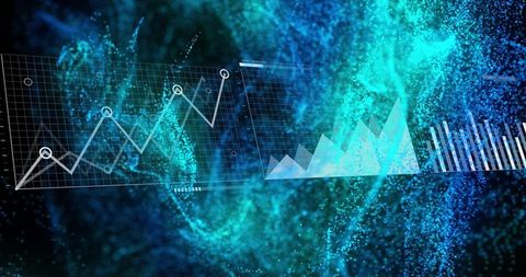 Abstract data visualization with futuristic graphs and charts