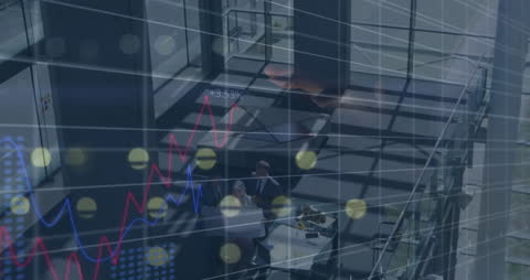 Abstract Business Analytics Overlay in Modern Office