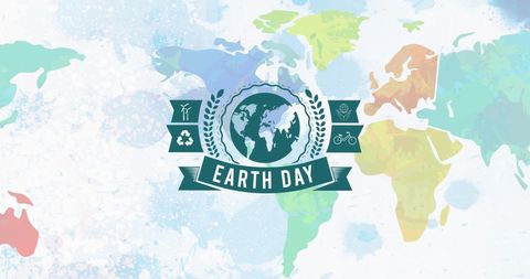 Earth Day Banner with World Map and Eco Icons