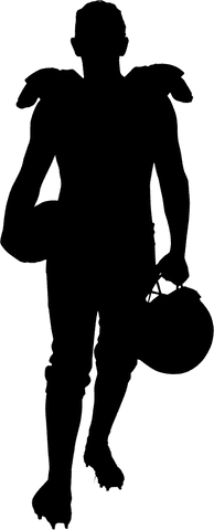 Silhouette of american football player in action pose transparent