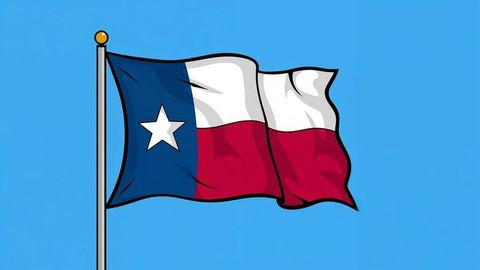 Texas State Flag Waving Under Clear Blue Sky