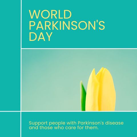World parkinson's day awareness with yellow tulip on pastel background