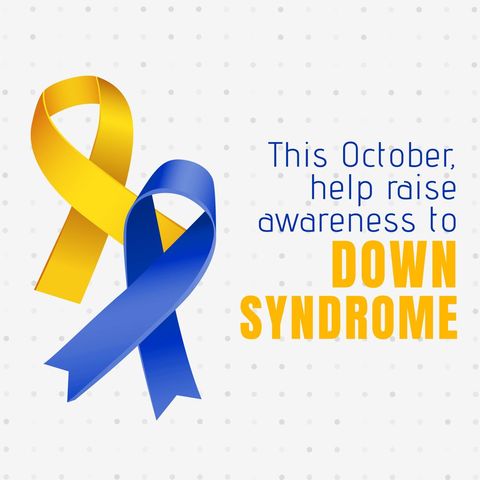 October Down Syndrome Awareness with Yellow and Blue Ribbons - Download Free Stock Templates Pikwizard.com