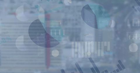 Futuristic data visualization overlaying cityscape scene