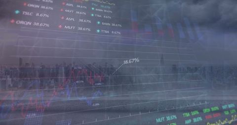 Stock Market Data and Cityscape Double Exposure - Download Free Stock Images Pikwizard.com