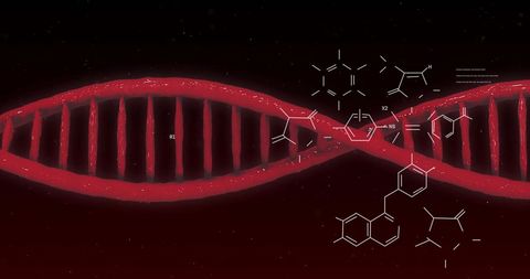 futuristic dna strand and molecular structures on dark background - Download Free Stock Images Pikwizard.com