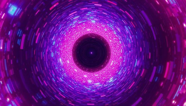Futuristic digital neon vortex creating depth illusion