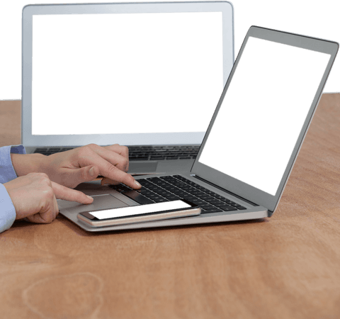 Transparent Businesswoman Using Laptop with Blank Black Screens - Download Free Stock Videos Pikwizard.com