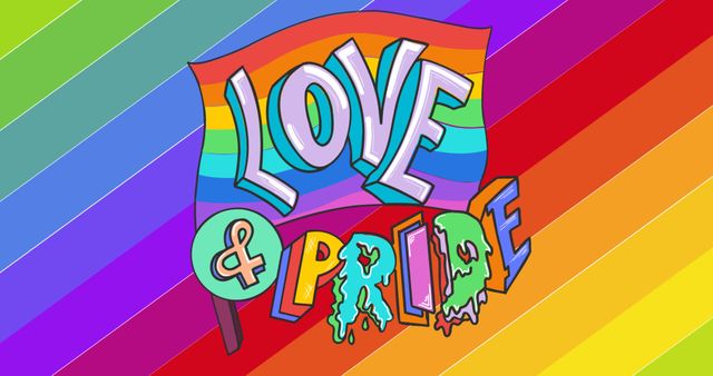 Love and Pride Text with Colorful Rainbow Flag Graphic - Download Free Stock Images Pikwizard.com