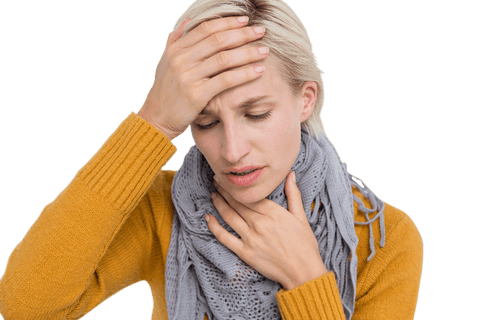 Transparent Person Experiencing Headache Holding Forehead While Wearing Scarf - Download Free Stock Videos Pikwizard.com